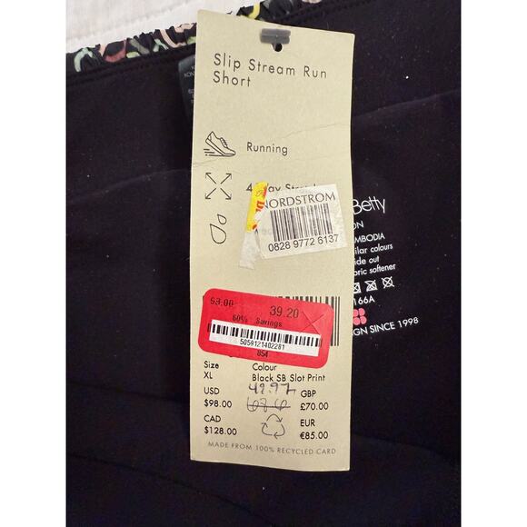 Sweaty Betty Slip Stream Run Shorts Womens XL Black SB Slot Print Lined Running - Picture 3 of 9